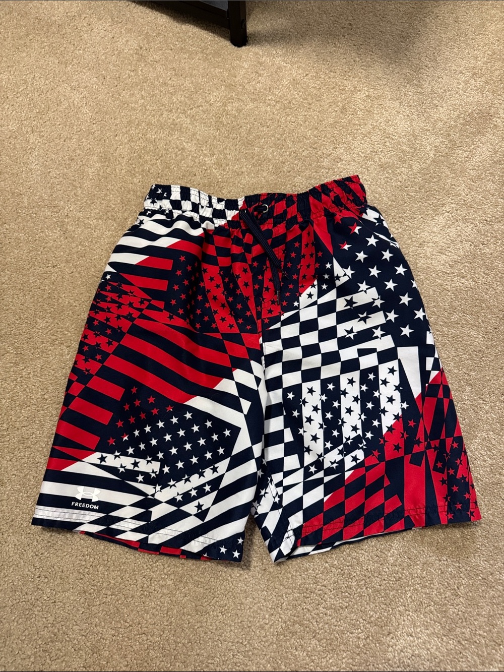 Boy’s Red, White & Navy Graphic Swim Shorts